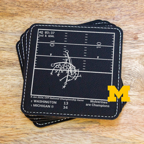 <b>2024 Champions</b> Michigan Football Plays: Leatherette Coasters (Set of 4)