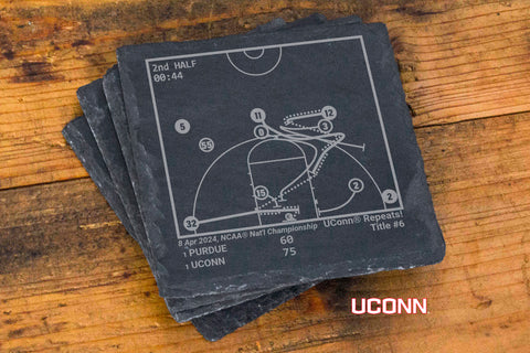 <b>2024 Champions</b> UCONN Basketball Plays: Slate Coasters (Set of 4)