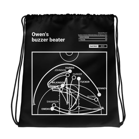 Greatest Wisconsin Basketball Plays Drawstring Bag: Owen's buzzer beater (2003)