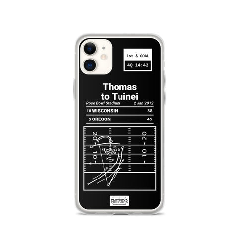 Greatest Oregon Football Plays iPhone Case: Thomas to Tuinei (2012)
