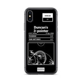 Greatest Spurs Plays iPhone Case: Duncan's 3-pointer (2008)