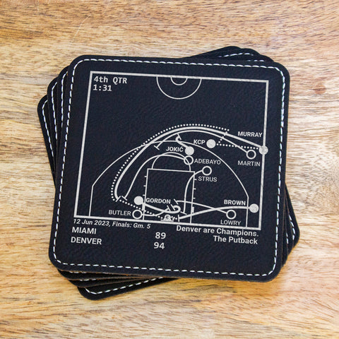<b>2023 Champions</b> Nuggets Plays: Leatherette Coasters (Set of 4)