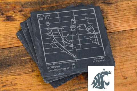 Greatest Washington State Football Plays: Slate Coasters (Set of 4)